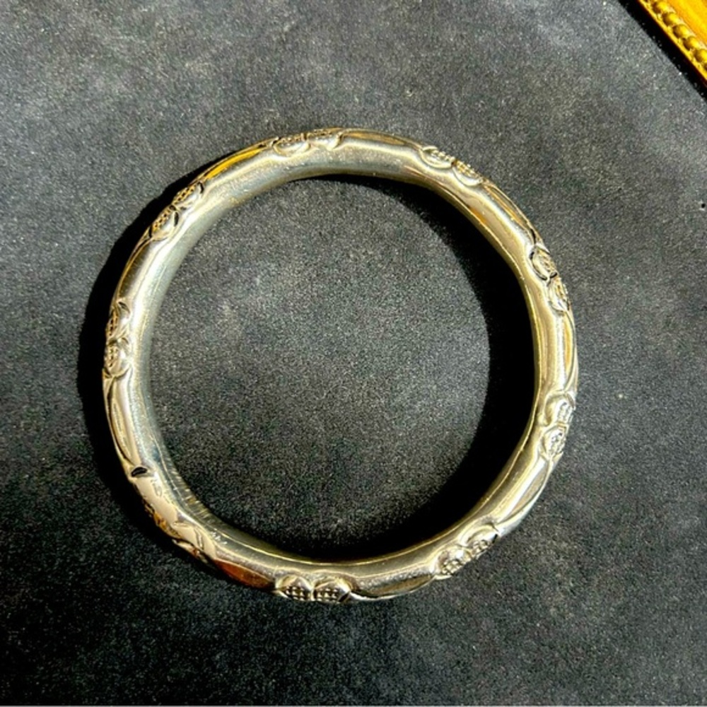 Silver Floral Bangle Bracelet